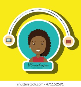 housekeeper woman service icon vector illustration design