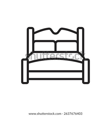Housekeeping Bed Outline Icon Vector Illustration