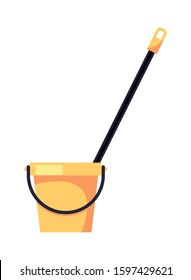 housekeeping bucket tool with mop vector illustration design