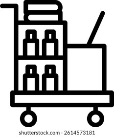 Housekeeping Cart Line Vector Icon Design
