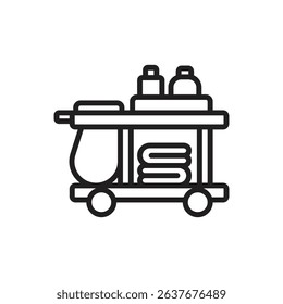 Housekeeping Cleaning Cart Outline Icon Vector Illustration