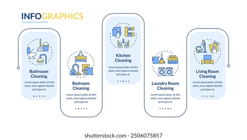 Housekeeping cleaning rectangle infographic vector. Laundry washing. Residential cleaners. Data visualization with 5 steps. Editable rectangular options chart