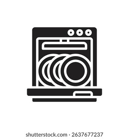 Housekeeping Dishwasher Filled Icon Vector Illustration