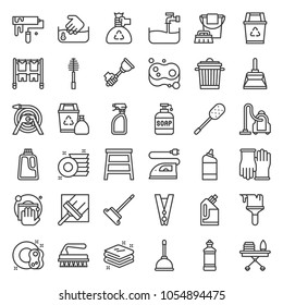 housekeeping equipment related icon set, outline icon