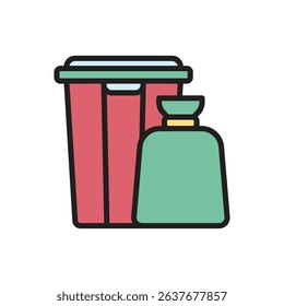 Housekeeping Garbage Bin Icon Vector Illustration