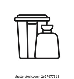 Housekeeping Garbage Bin Outline Icon Vector Illustration