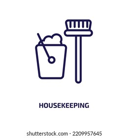 housekeeping icon from cleaning collection. Thin linear housekeeping, laundry, household outline icon isolated on white background. Line vector housekeeping sign, symbol for web and mobile