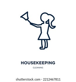 housekeeping icon from cleaning collection. Thin linear housekeeping, equipment, service outline icon isolated on white background. Line vector housekeeping sign, symbol for web and mobile