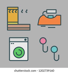 housekeeping icon set. vector set about washing machine, hanger and iron icons set.