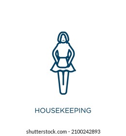 housekeeping icon. Thin linear housekeeping outline icon isolated on white background. Line vector housekeeping sign, symbol for web and mobile