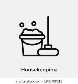 housekeeping icon vector. Linear style sign for mobile concept and web design. housekeeping symbol illustration. Pixel vector graphics - Vector.