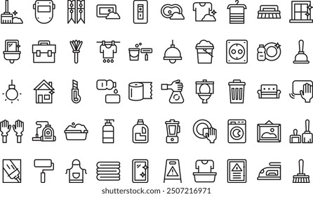 Housekeeping icons collection is a vector illustration with editable stroke.
