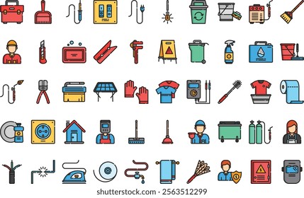 Housekeeping icons High-Quality Vector Icons Collection with Editable Stroke. Ideal for Professional and Creative Projects.