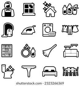 Housekeeping Icons. Line With Fill Design. Vector Illustration.