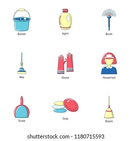 Housekeeping icons set. Cartoon set of 9 housekeeping vector icons for web isolated on white background