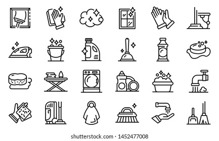 Housekeeping icons set. Outline set of housekeeping vector icons for web design isolated on white background