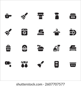 Housekeeping Icons with solid style, perfect for user interface projects