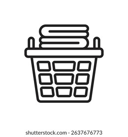 Housekeeping  Laundry Basket Outline Icon Vector Illustration