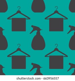 Housekeeping lifestyle seamless pattern with cleaning icons. Background for textile printing and wrapping paper. Vector illlustration