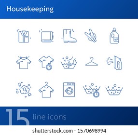Housekeeping line icon set. Basin, hand washing, clothing. Laundry concept. Can be used for topics like domestic work, household, routine