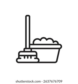 Housekeeping Mop Outline Icon Vector Illustration