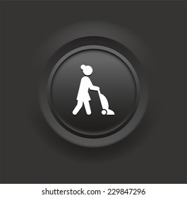 Housekeeping on Black Bevel Round Button