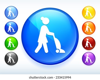 Housekeeping on Blue Round Button