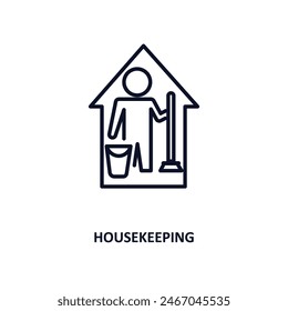 housekeeping outline icon.  Thin line icon from cleaning collection. Editable vector isolated on white background