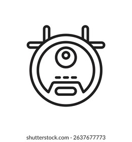 Housekeeping Robot Vacuum Outline Icon Vector Illustration