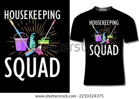 housekeeping squad cleaning t-Shirt design with cleaning elements vector