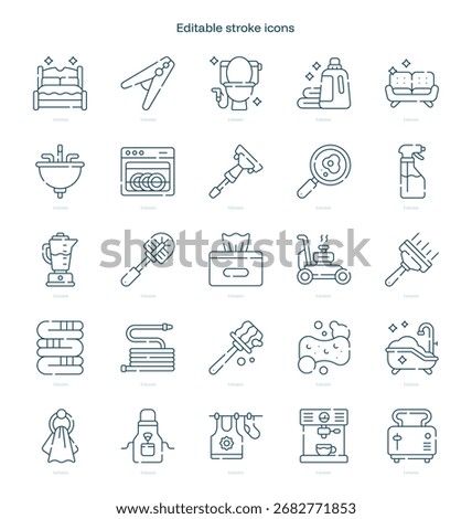 Housekeeping stroke icon. Housekeeping line icon set. editable stroke icon pack