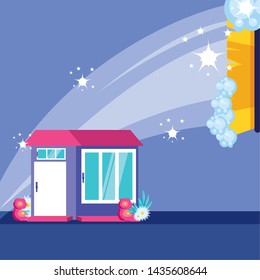 housekeeping tools with facade home