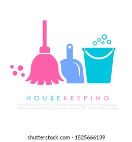 Housekeeping Vector Logo Design On White Background