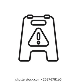 Housekeeping Wet Floor Outline Icon Vector Illustration