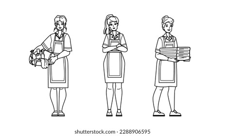 housekeeping woman vector. service clean, cleaner home, room worker, indoors person, maid household, hygiene housekeeping woman character. people Illustration