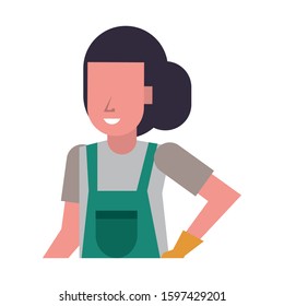 housekeeping woman worker with gloves character vector illustration design