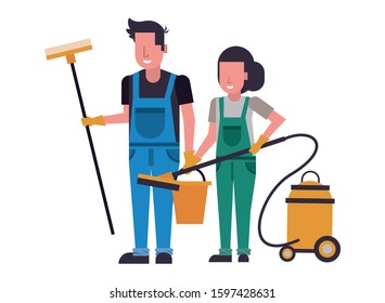 Different Janitor Set People Cleaning Equipment Stock Vector (Royalty ...