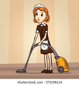 Housemaid Hand Drawn Cartoon Vector Illustration Stock Vector (Royalty ...