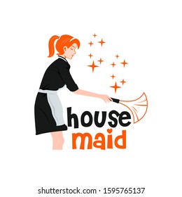 Housemaid Logo Stock Vector Illustration. unique maid logo. cleaning service. house maid. vector illustration
