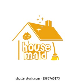 Housemaid Logo Stock Vector Illustration. unique maid logo. cleaning service. house maid. vector illustration