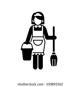Housemaid or Maid woman uniform icon. Illustration isolated on white background.