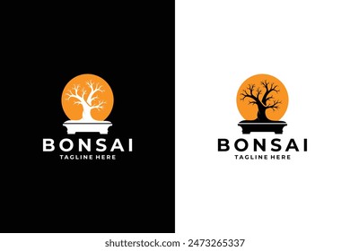 Houseplant bonsai logo design. Collector bonsai logo