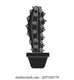 Houseplant cacti vector black icon. Vector illustration cactus on white background. Isolated black illustration icon houseplant cacti.