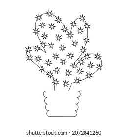 Houseplant cacti vector outline icon. Vector illustration cactus on white background. Isolated outline illustration icon houseplant cacti.