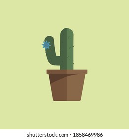 Cactus de la casa en una olla marrón. Ilustración plana vectorial.