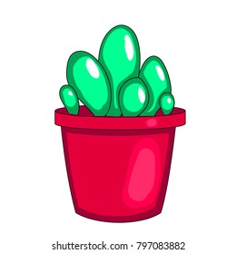 Houseplant, cactus in a pot. Vector on white background