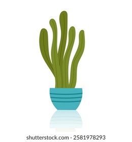 Houseplant in a decorative pot. Concept of home greenery, nature, eco-friendly interior and botanical decoration. Vector flat clipart.