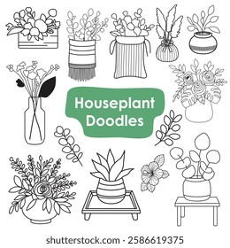 Houseplant Doodles - Indoor Plant Clipart Vector Set