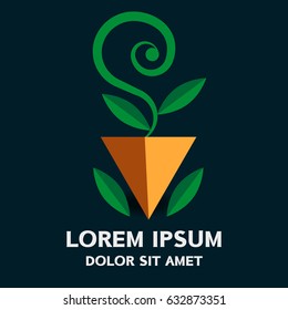 Houseplant flower logo . Vector illustration isolated on background .
