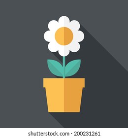 Houseplant icon. Flat design style modern vector illustration. Isolated on stylish color background. Flat long shadow icon. Elements in flat design.